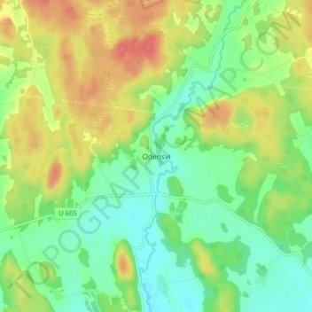 Topografische kaart Odensvi, hoogte, reliëf