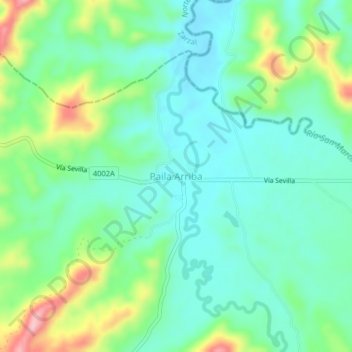 Topografische kaart Paila Arriba, hoogte, reliëf
