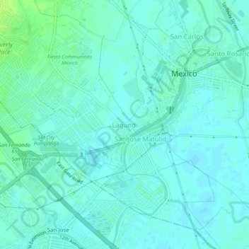 Topografische kaart Lagundi, hoogte, reliëf
