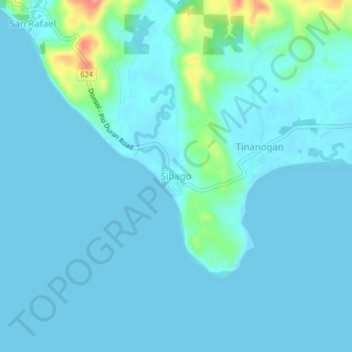 Topografische kaart Sibago, hoogte, reliëf