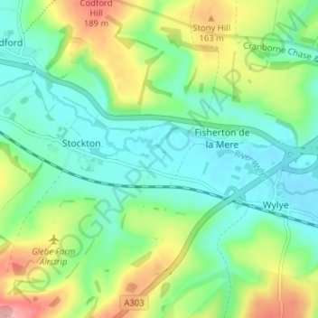 Topografische kaart Bapton, hoogte, reliëf