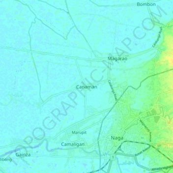 Topografische kaart Canaman, hoogte, reliëf
