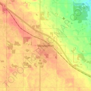 Topografische kaart Moosomin, hoogte, reliëf