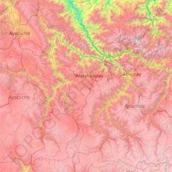 Topografische kaart Provincia de Andahuaylas, hoogte, reliëf
