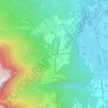 Topografische kaart Les Atrus, hoogte, reliëf