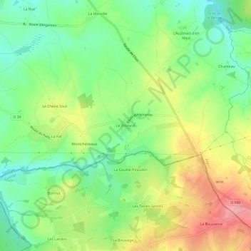 Topografische kaart Le Poirond, hoogte, reliëf