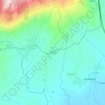 Topografische kaart São Fiel, hoogte, reliëf