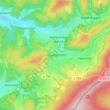 Topografische kaart Irmgarteichen, hoogte, reliëf