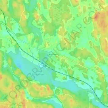 Topografische kaart Vedevåg, hoogte, reliëf