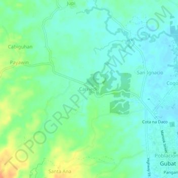 Topografische kaart Carriedo, hoogte, reliëf