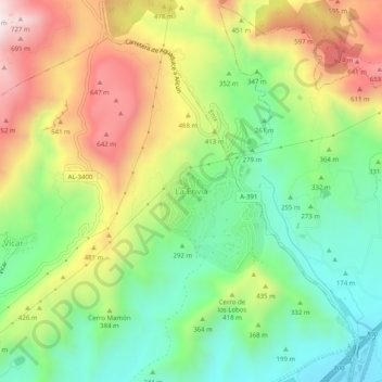 Topografische kaart La Envía, hoogte, reliëf
