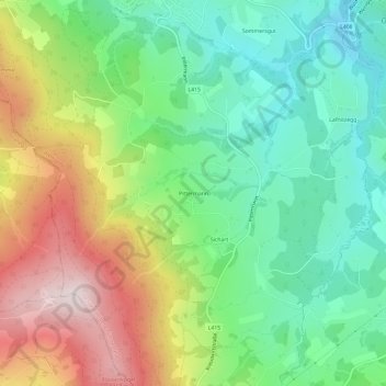 Topografische kaart Pittermann, hoogte, reliëf
