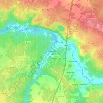 Topografische kaart Paimparé, hoogte, reliëf