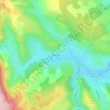 Topografische kaart Granouillac, hoogte, reliëf