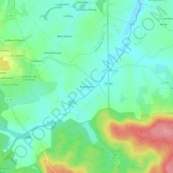 Topografische kaart Beau Repos, hoogte, reliëf