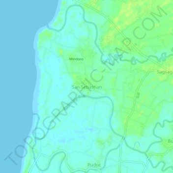Topografische kaart San Sebastian, hoogte, reliëf