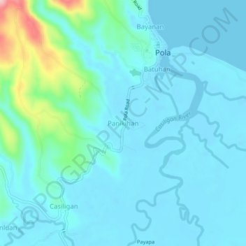Topografische kaart Panikihan, hoogte, reliëf