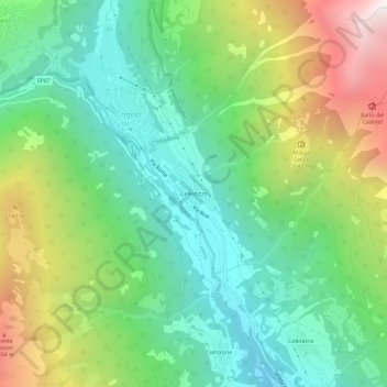 Topografische kaart Celledizzo, hoogte, reliëf