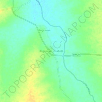 Topografische kaart Hagaluru Hosahalli, hoogte, reliëf