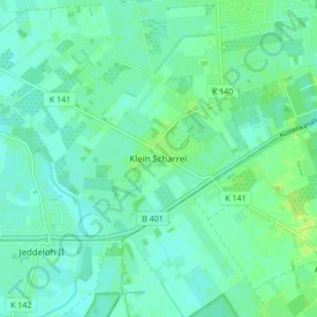 Topografische kaart Klein Scharrel, hoogte, reliëf