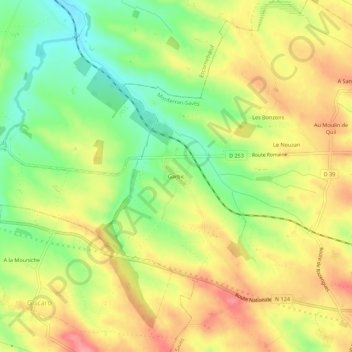 Topografische kaart Garbic, hoogte, reliëf