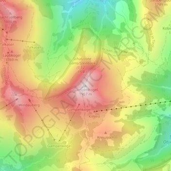 Topografische kaart Gampenkogel, hoogte, reliëf
