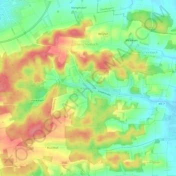 Topografische kaart Rapperzell, hoogte, reliëf