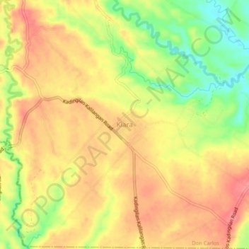 Topografische kaart Kiara, hoogte, reliëf