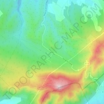 Topografische kaart Kirbon, hoogte, reliëf