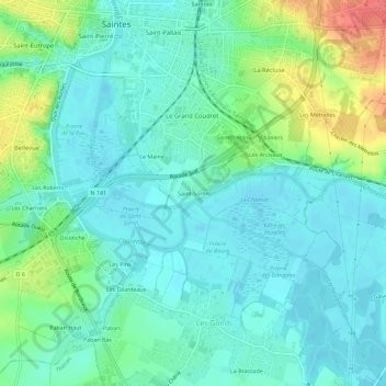 Topografische kaart Saint-Sorlin, hoogte, reliëf