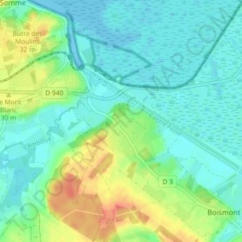 Topografische kaart Pinchefalise, hoogte, reliëf