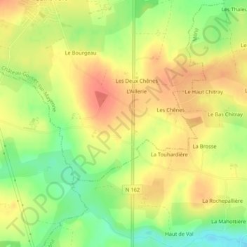 Topografische kaart La Bruyère, hoogte, reliëf