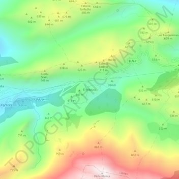 Topografische kaart El Mazuco, hoogte, reliëf