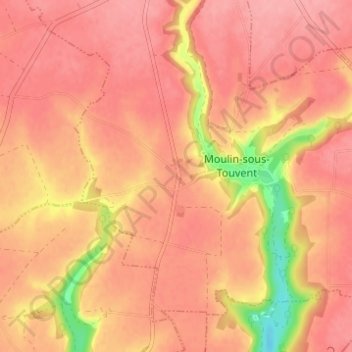 Topografische kaart Touvent, hoogte, reliëf