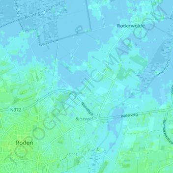 Topografische kaart Foxwolde, hoogte, reliëf