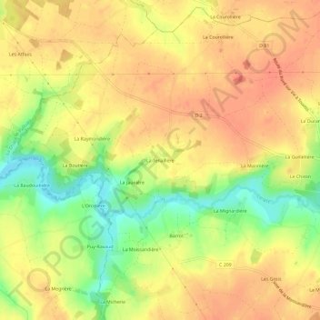 Topografische kaart La Tenaillère, hoogte, reliëf