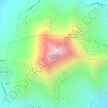 Topografische kaart Cerro Chorolque, hoogte, reliëf