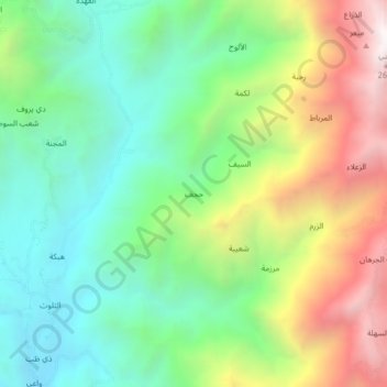 Topografische kaart Hajaf, hoogte, reliëf