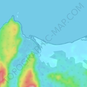 Topografische kaart Arusí, hoogte, reliëf