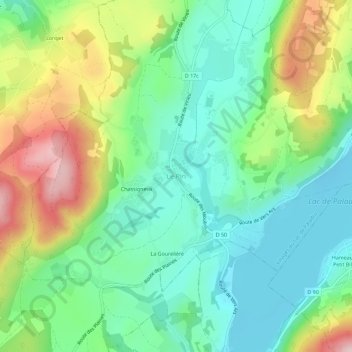 Topografische kaart Le Pin, hoogte, reliëf