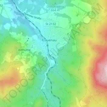 Topografische kaart Moosau, hoogte, reliëf