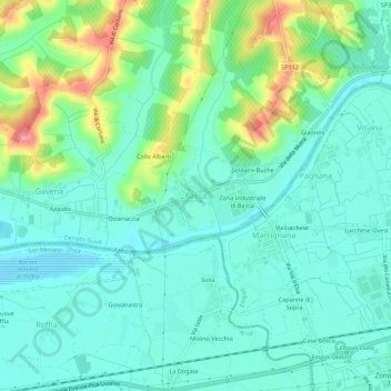 Topografische kaart Bassa, hoogte, reliëf