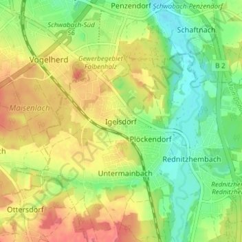 Topografische kaart Igelsdorf, hoogte, reliëf
