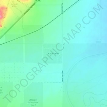Topografische kaart Rancho Seco, hoogte, reliëf