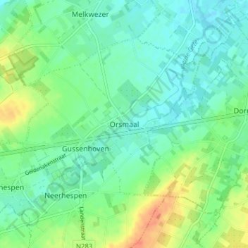 Topografische kaart Orsmaal, hoogte, reliëf