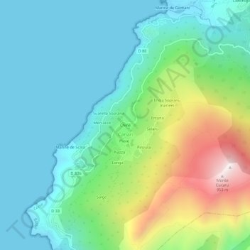 Topografische kaart Chine, hoogte, reliëf