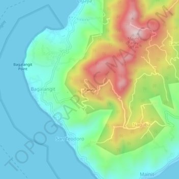 Topografische kaart Panay, hoogte, reliëf