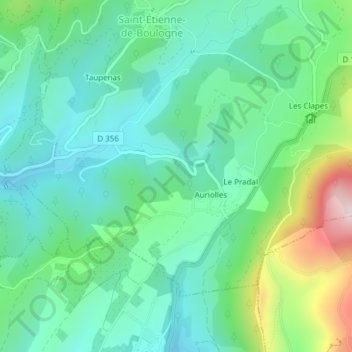 Topografische kaart Les Varrennes, hoogte, reliëf