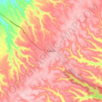 Topografische kaart Kefole, hoogte, reliëf