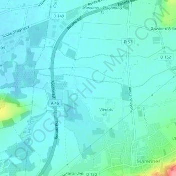 Topografische kaart Chazelle, hoogte, reliëf
